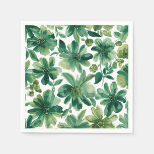 Green Garden Floral Botanical Watercolor Painting Napkins
