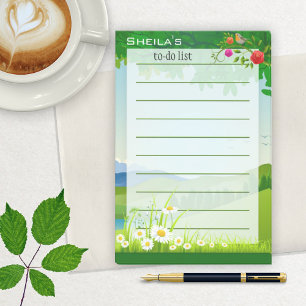 Green Garden Floral To Do List  Post-it Notes