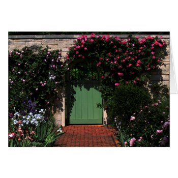 Green Garden Gate With Roses by catherinesherman at Zazzle