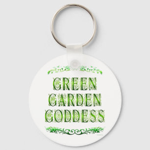 Green Garden Goddess Saying Keychain