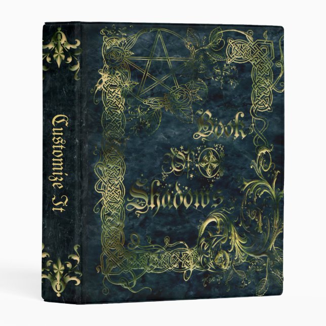 Green Garden Medieval Witches Book Of Shadows Mini Binder (Front/Spine)