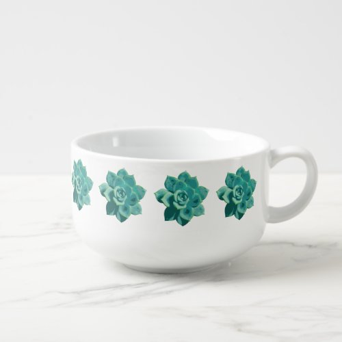 Green Garden Succulents Soup Mug