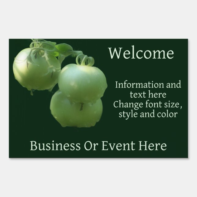 Green Garden Tomatoes Business Or Event Sign (Front)