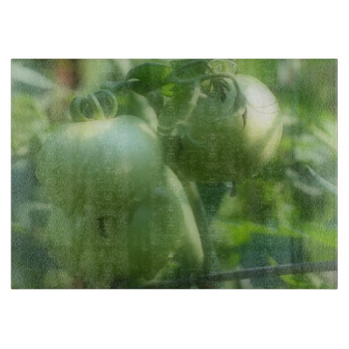 Green Garden Tomatoes On The Vine Nature Cutting Board