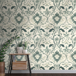 Green Garden Wallpaper Damask Style Wallpaper