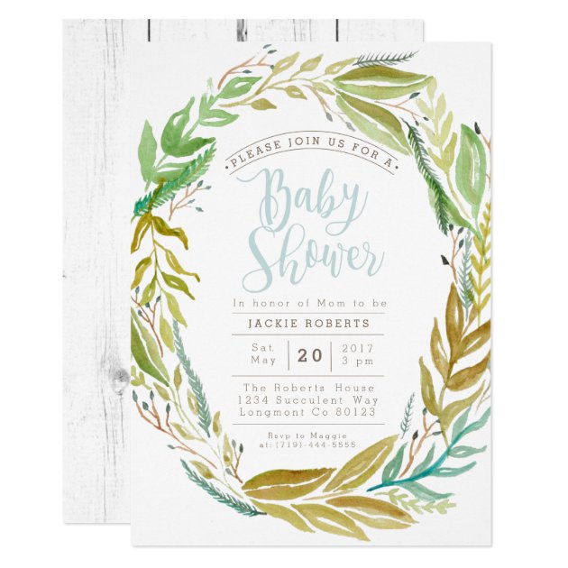 Green Garden | Watercolor Baby Shower Invite