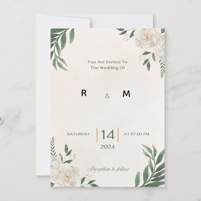 Green Garden wedding invitation (Front)