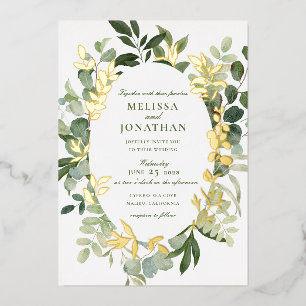 Green Garden Wedding Invitation  Foil Invitation