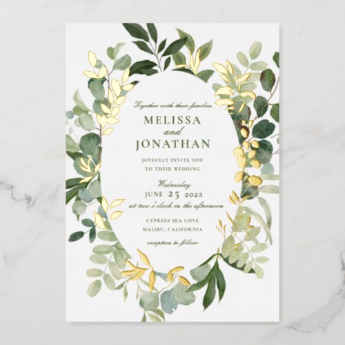 Green Garden Wedding Invitation  Foil Invitation