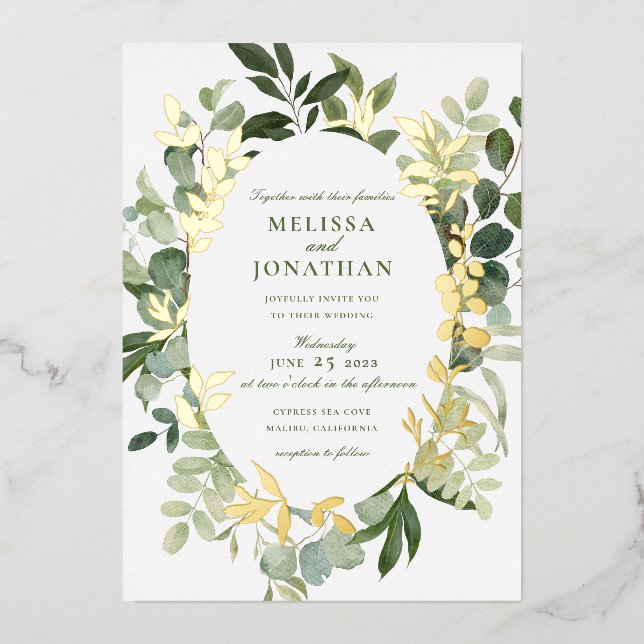 Green Garden Wedding Invitation  Foil Invitation (Front)