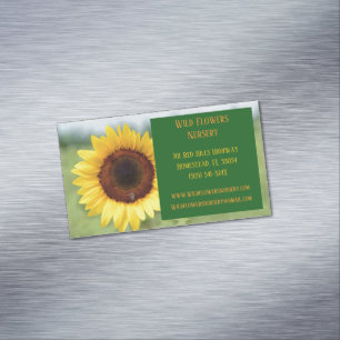 Green Gardener Landscaper Florist Sunflower Business Card Magnet