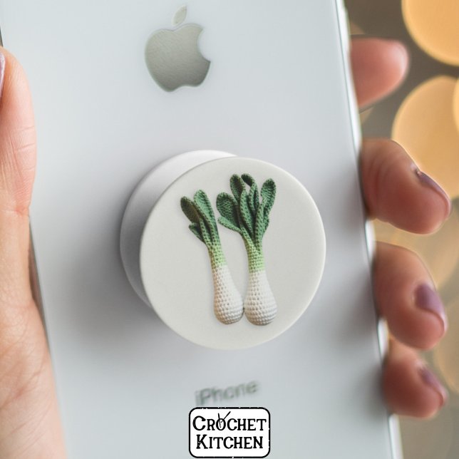 Green Gardener Minimalist Crochet Leek Yarn Art  PopSocket (Creator Uploaded)