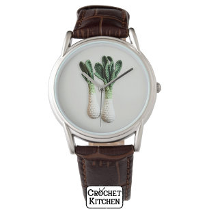 Green Gardener Minimalist Crochet Leek Yarn Art Watch
