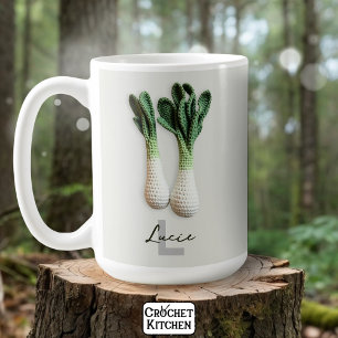 Green Gardener Minimalist Crochet Leeks Name Coffee Mug
