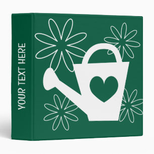 Green gardening binder with cute water can design