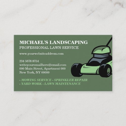 Green Gardening Lawn Service Landscape Grass Mower Business Card