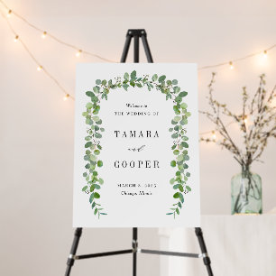 Green Garland Elegant Wedding Welcome Sign