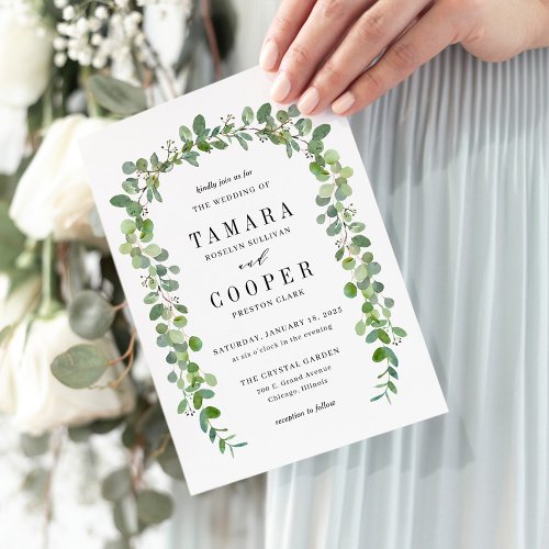 Green Garland Modern Wedding Invitation GGL