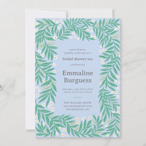 Green Garland Traditional Bridal Shower Invitation