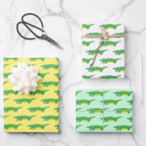 Green Gator Alligator Croc Crocodile Animal Print Wrapping Paper Sheets