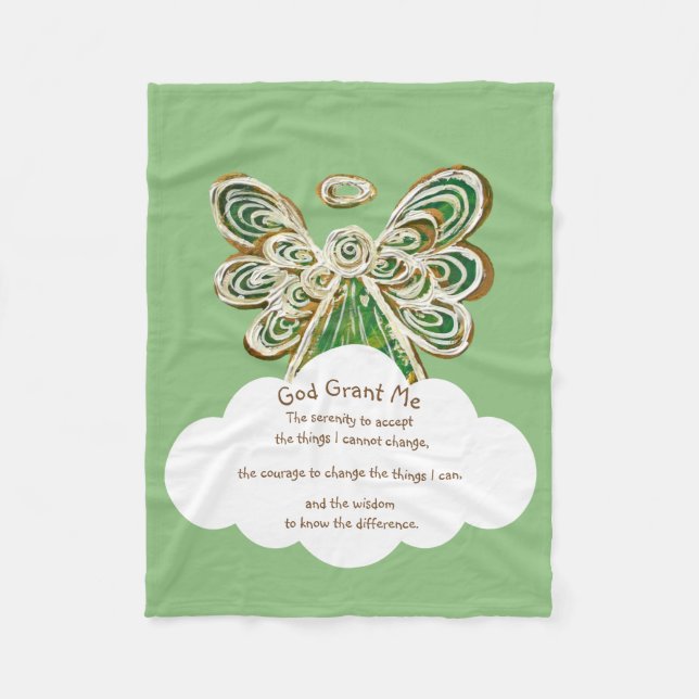 Green Gaurdian Angel God Grant Me Chemo Blanket (Front)