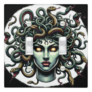 Green Gazing Medusa Head full of Snakes Light Switch Cover