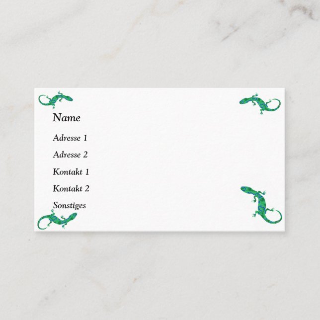 Green Gecko Business Cards (Front)