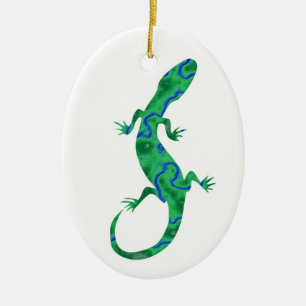 Green Gecko Ceramic Ornament