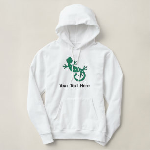 Green Gecko Embroidered Hoodie