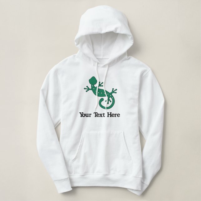 Green Gecko Embroidered Hoodie (Design Front)