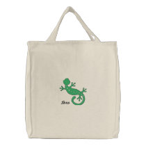 Green Gecko Personalized Embroidered Bag