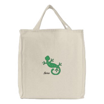 Green Gecko Personalized Embroidered Bag