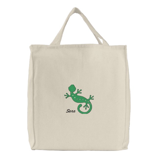 Green Gecko Personalized Embroidered Bag (Front)