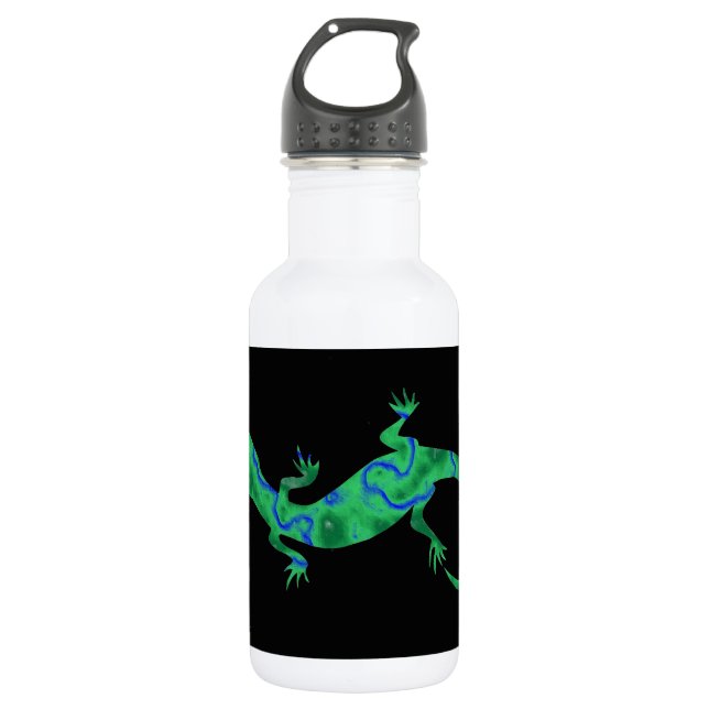 Green Gecko Stainless Steel Water Bottle (Front)