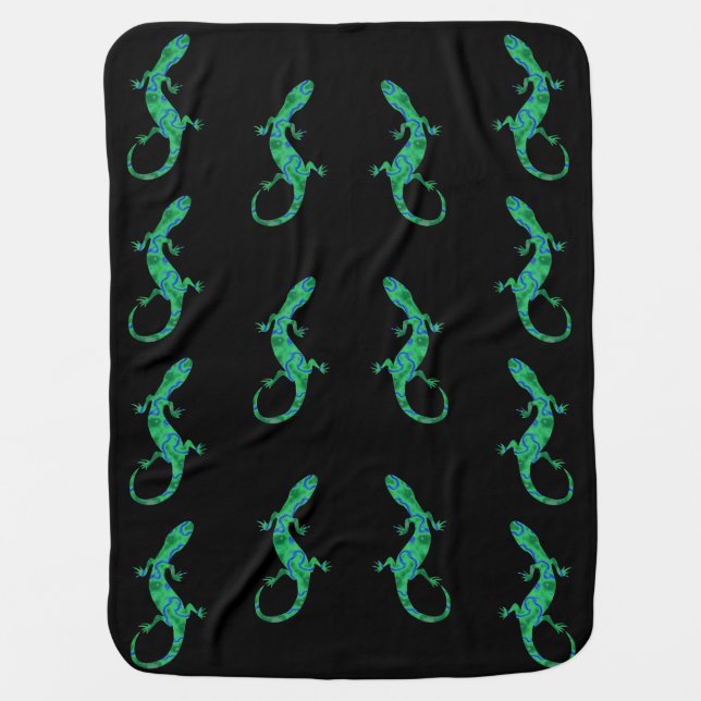 Green Gecko Swaddle Blanket (Front)