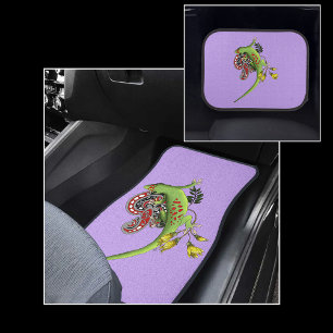 Green Gecko Tribal Lavender Red Car Floor Mat