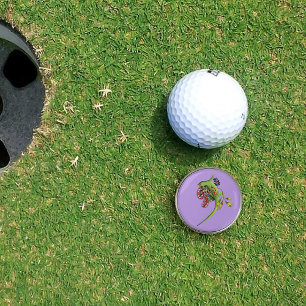 Green Gecko Tribal Lavender Red Golf Ball Marker