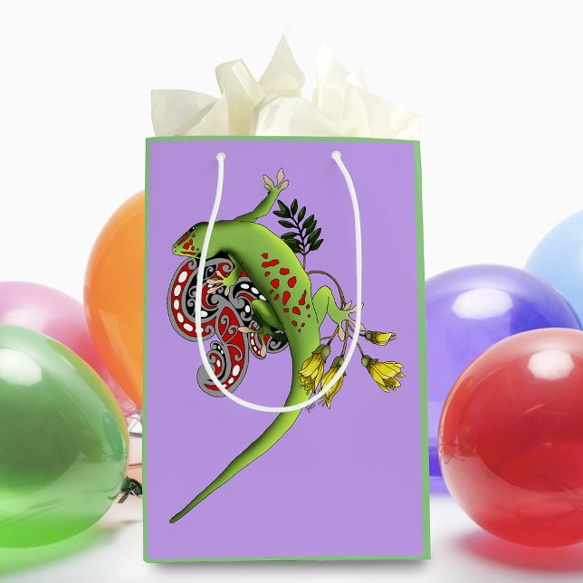 Green Gecko Tribal Purple Medium Gift Bag (Creator Uploaded)