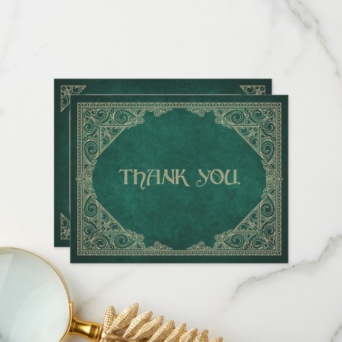 Green Geek Book Library Literary Wedding Thank You Card