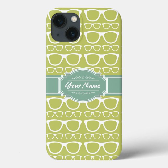 Green Geek Glasses Personalized Case-Mate iPhone Case (Back)