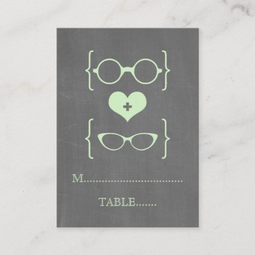 Green Geeky Glasses Chalkboard Place Cards