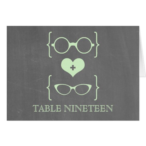 Green Geeky Glasses Chalkboard Table Number Card