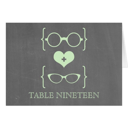 Green Geeky Glasses Chalkboard Table Number Card