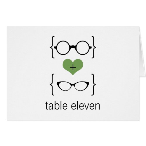Green Geeky Glasses Table Number Card
