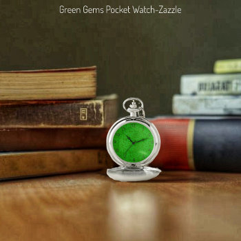 Green Gems Pocket Watch by SanverCreations at Zazzle