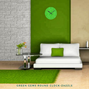 Green Gems Round Clock
