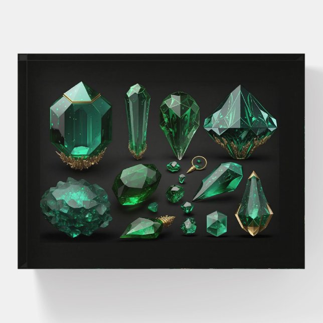 Green Gemstone Emerald Paperweight (Front)