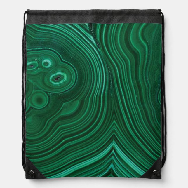 Green gemstone malachite lucky stone texture drawstring bag (Front)