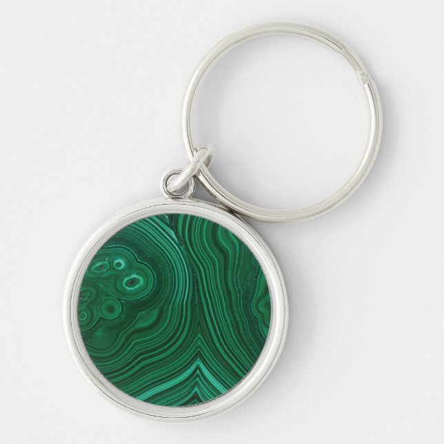 Green gemstone malachite natural stone design keychain (Front)