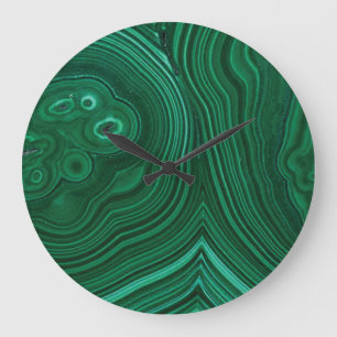 Green gemstone malachite natural stone design large clock